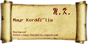 Mayr Kordélia névjegykártya